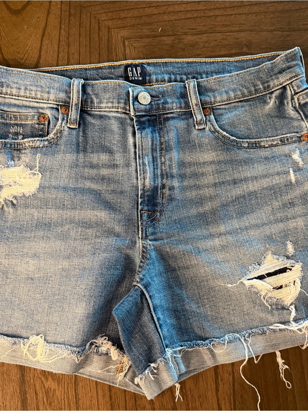 GAP Light Blue Denim Shorts with Frayed Edge